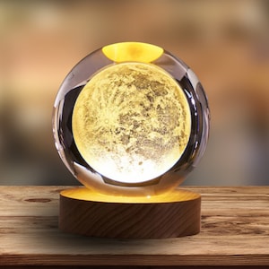 3D Solar System Crystal Ball, Table Lamp, Galaxy Globe, Astronomical Gift, Laser Engraved Night Light Room Decor