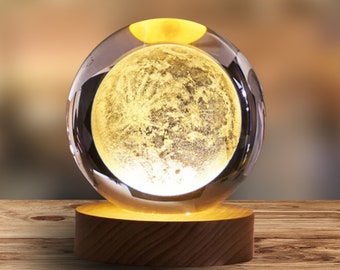 3D Solar System Crystal Ball, Table Lamp, Galaxy Globe, Astronomical Gift, Laser Engraved Night Light Room Decor