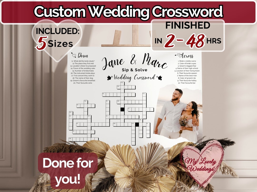 Photo Wedding Crossword Puzzle Canva Template Wedding Sign Etsy