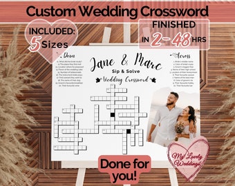 Large Photo Wedding Crossword Custom Puzzle, Wedding Table Games, Personalized Puzzle, Sip and Solve Reception Game, Wedding Activity Sign