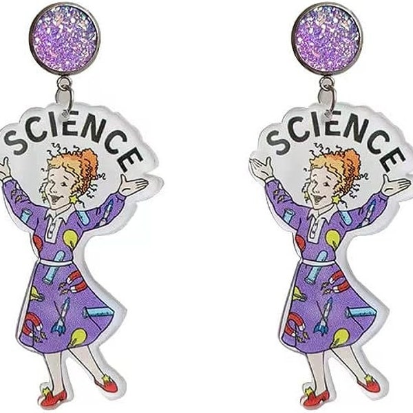 Cute Back to School Earrings for Teachers. Super Cute Ms. Frizzle Earrings for Teachers, Student, Principals, and Professors.