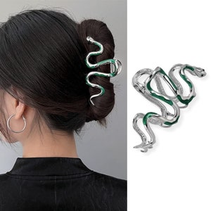  ROMODIYA 1Pcs Snake Hair Claw Clips Metal Silver Hair