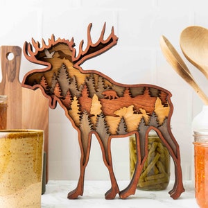 Moose Decor | Moose Wall Art | Moose Art | Moose Gift | Wall Decor | Cabin Decor | Wildlife Art | Moose Elk | Rustic House Decor
