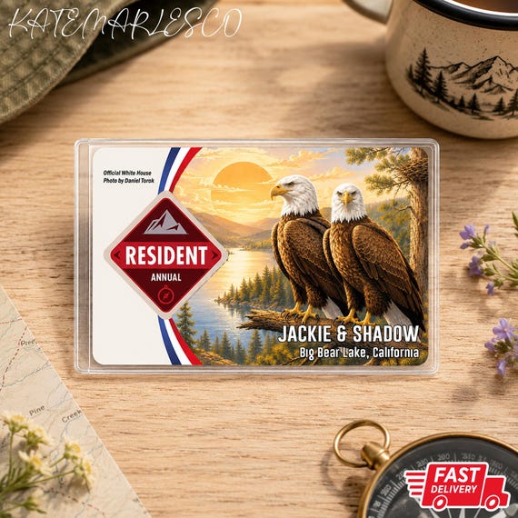 Jackie Shadow Bald Eagle National Park Pass Sleeve, Big Bear Lake America Pass Holder, Nature Lover Gift
