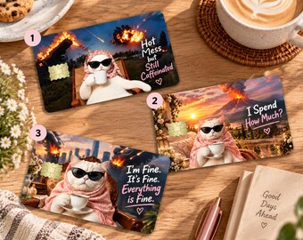 Funda para tarjeta con diseño de gato divertido, pegatina de débito con meme caótico, accesorio de cartera con humor de internet, pegatina para tarjeta de crédito con diseño de gato adorable