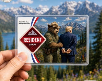 Portapases para el Parque Nacional Resist Bear, funda para pases de la campaña "America the Beautiful" anti-Trump, regalo para excursionistas.