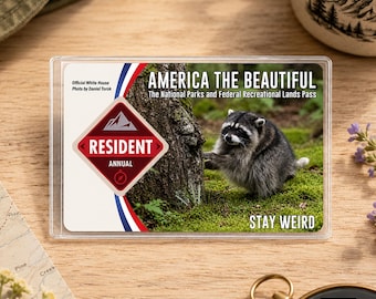 Portapases para el Parque Nacional Jimothy Raccoon, funda para pases de Seattle Raccoon America the Beautiful, regalo para excursionistas
