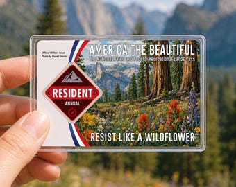 Soporte para pase del Parque Nacional Resist Wildflower, funda para tarjeta Anti Trump America the Beautiful, regalo para excursionistas
