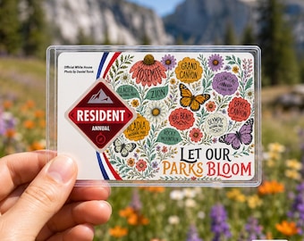 Schutzhülle für Nationalparkpässe, Passhülle „America the Beautiful“, Kartenschutzhülle „Let Our Parks Bloom“, Geschenk für Wanderer