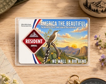 Funda para pase del Parque Nacional Big Bend, calcomanía "No Wall in Big Bend", portapases para Estados Unidos, regalo para excursionistas de Big Bend