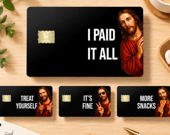 Divertida pegatina de Jesús para tarjeta de crédito, calcomanía negra para tarjeta de débito, lindo regalo para billetera