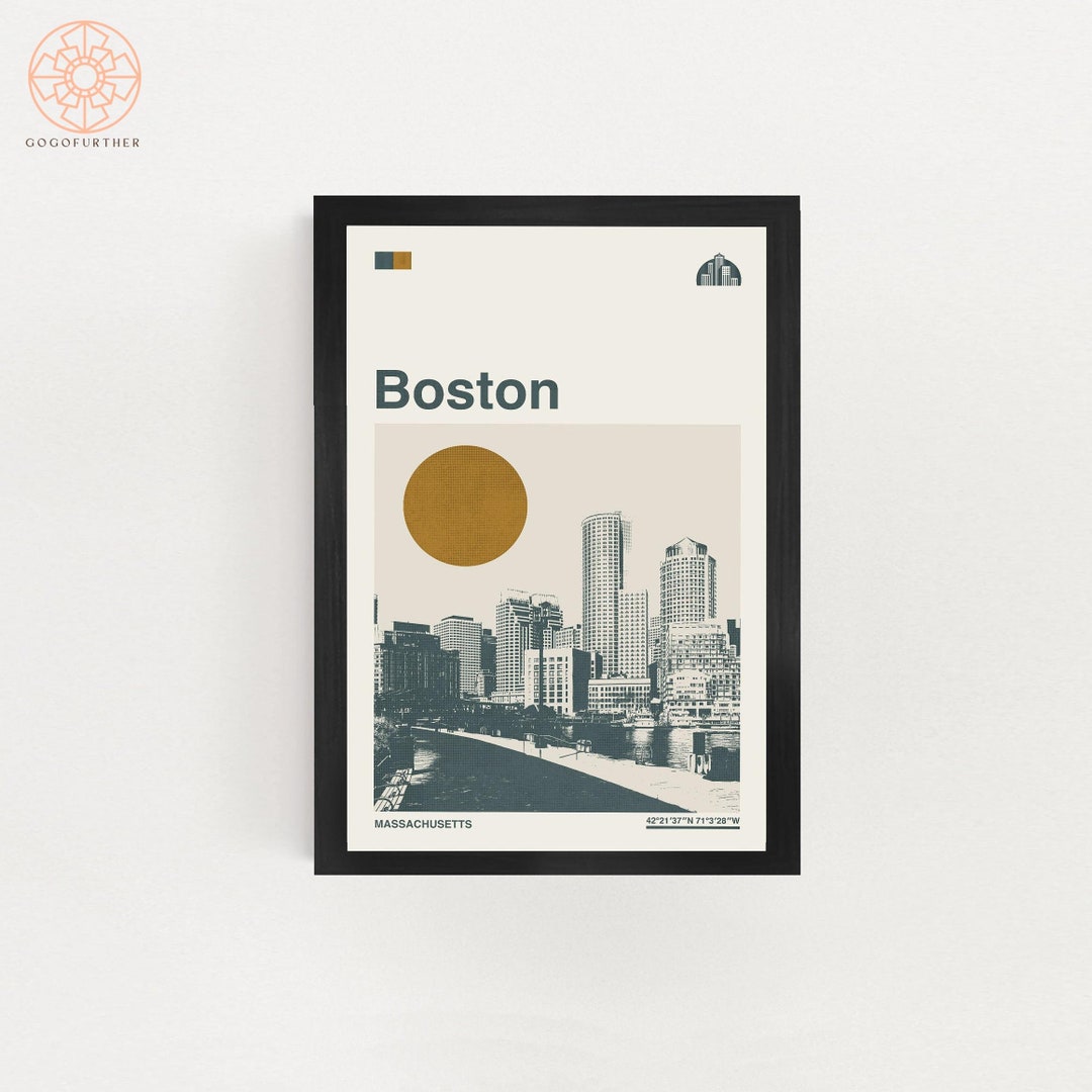 Boston Poster Massachusetts Poster Boston Print Boston Etsy