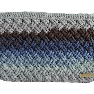 Bolso de mano azul grisáceo, bolso de mano hecho a mano, bolso pequeño forrado para cóctel, bolso de invierno de crochet, bolso de mano moderno de hilo de algodón natural