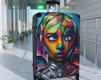 Premium luxury luggage - Space Girl Graffiti Art -Polycarbonate Suitcase: Stylish, Secure, and Travel-Ready