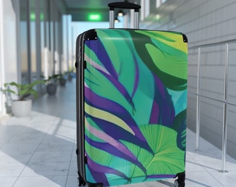 Premium luxury luggage - Tropical palm leaf Boho -Polycarbonate Suitcase: Stylish, Secure, and Travel-Ready