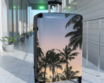 Premium luxury luggage - Tropical Palm Sunset -Polycarbonate Suitcase: Stylish, Secure, and Travel-Ready