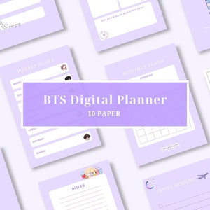 Planificador digital BTS, semanal, mensual, planificador de viajes y presupuesto, lista de notas, paquete de planificador, imprimible, descarga instantánea, tamaño A4/A5/A3/carta