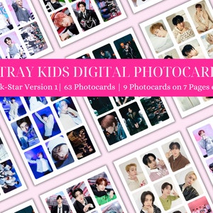 Stray Kids Digital Photocards, Rock-Star Version 1, 63 Photocards in Total, Printable, Instant Download, 56*85 mm size, Print n cut