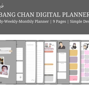 Planificador digital Stray Kids Bang Chan, Planificador mensual diario semanal, SKZ, Imprimible, Descarga instantánea, Tamaño A4/A5/A3/Carta, Planificador sin fecha