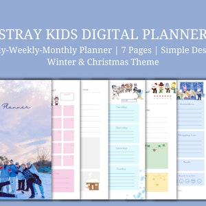Planificador digital Stray Kids, planificador semanal, diario y mensual, SKZ, imprimible, descarga instantánea, tamaño A4/A5/A3/carta, planificador sin fecha, 7 páginas