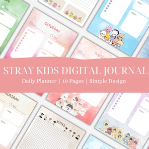 Stray Kids Digital Journal, Planificador Diario, SKZ, Imprimible, Descarga Instantánea, A4/A5/A3/Tamaño Carta, Planificador Sin Fecha, 10 Páginas, Skzoo