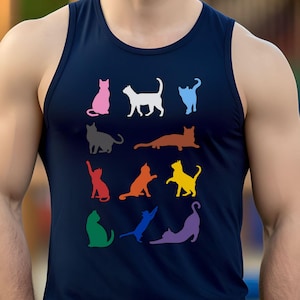 Progress Pride Cat Collage Tank Top: LGBTQ Queer Festival Shirt
