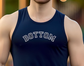 バーシティ「ボトム」タンクトップ：LGBTQプライドジムシャツ