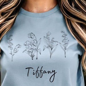 May Personal Birth Flower, Birth Month Flower Design, Lily of the Valley Line Drawing, Birth Flower Bouquet, Birth-Flower Gift, Personalized