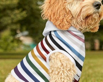Sudadera con capucha LGBTQ Progress Pride para perros y gatos, rayas exclusivas, talla pequeña a grande