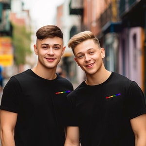 Subtle Rainbow Stripe Pride T-Shirt: LGBTQ+ Ally Unisex Tee