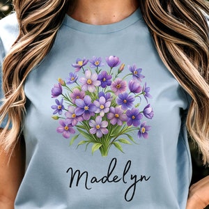 February Personal Birth Flower, Birth Month Flower Design, Colorful Violet Flower, Birth Flower Bouquet, Birth-Flower Gift, Personalized Feb