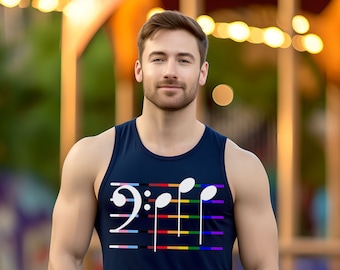 Pride Shirt, LGBT Shirt, LGBTQ Pride, Gay Pride Tank, Subtle Music Note Shirt, Rainbow Music Shirt, Gay, Bisexual, Queer, Trans, Choir Tank