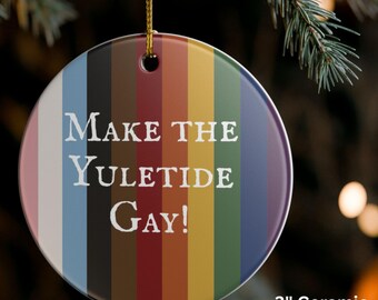 Make the Yuletide Gay Ornament: Retro Rainbow Progress Pride Christmas Decor