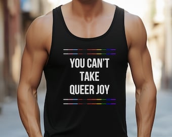 Queer Joy Tank Top: Progress Pride LGBTQ Activist Tee