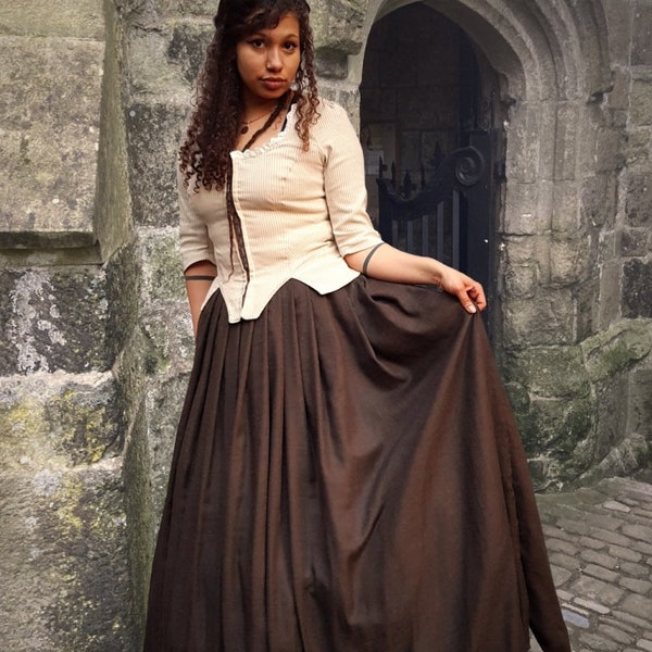 Falten Rock Claire dunkelbraun Outlanderstil weit 18. Jahrhundert Stil