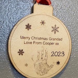 Personalised baby hand print Christmas tree gift for family keepsake stocking filler by EmberTails