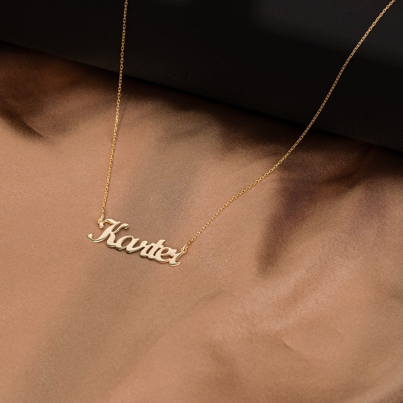 14K Solid Gold Necklace, Name Necklace Gold, Personalized Name Necklace