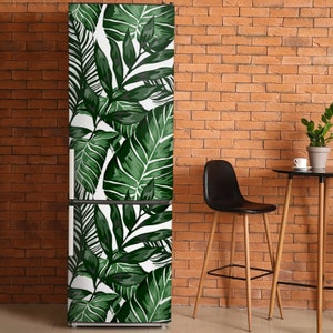 Tropical Foliage Palm Trees, Fridge Magnetic Decal, Green, Stylish Freezer Art, Gift Idea