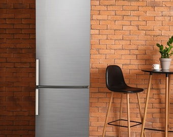 Elegante copertura per frigorifero, motivo in metallo, decalcomania magnetica per frigorifero, grigio chiaro, decalcomania magnetica per frigorifero, decorazione della cucina