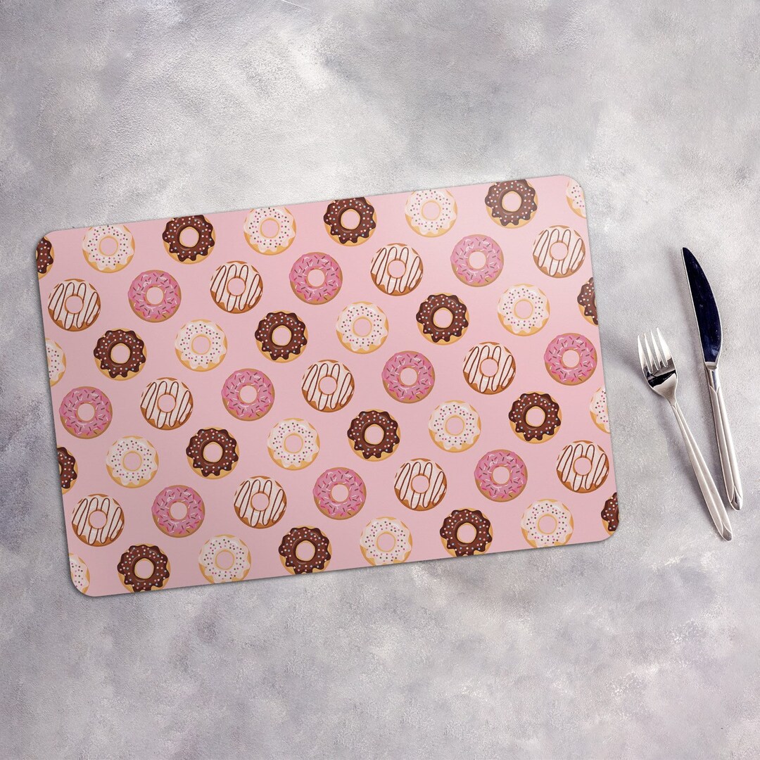 Aesthetic Cute Donuts Pink Table Mat Kitchen Decoration Etsy