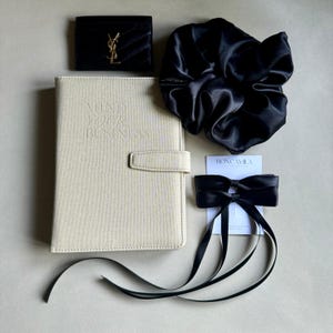 ELENKA’s Black Deluxe Satin Ribbon Hair Clip Set with Long Tail Handmade