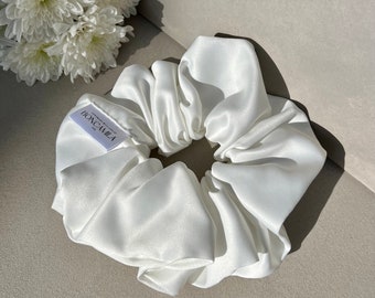 Bridal Oversized Hair Scrunchie White Duchess Satin Handmade