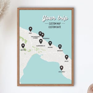 Printable Custom Travel Map – Digital Road Trip Poster – Personalized Gift for World Travelers to Download