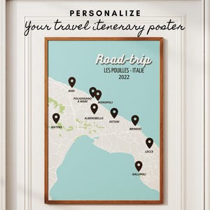 Personalisierte digitale Reisekarte - Reiseroutenposter zum Bestellen - Roadtrip-Souvenir zum Ausdrucken - Originelles Geschenk auf Anfrage