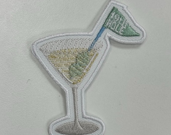 Golf Flag 19th Hole Embroidered Patch, Dirty Martini Iron On, Golf Themed Applique, Golf Lover Gift