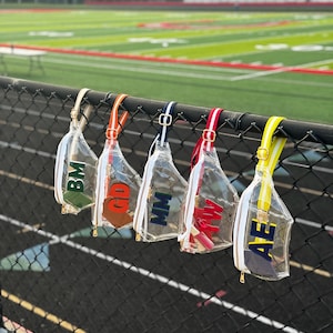 Clear Stadium Fanny Pack with Striped Color Strap, Customizable Vinyl or Patches, Football Purse, Game Day Essential