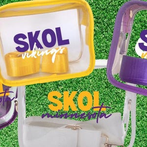 Clear Crossbody Bag Minnesota Vikings Stadium Purse, Purple Yellow Skol NFL Football Game Day