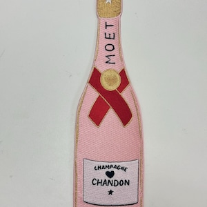 Rosé Moët Champagne Bottle Iron On Embroidered Patch