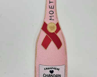 Rosé Moët Champagne Bottle Iron On Embroidered Patch