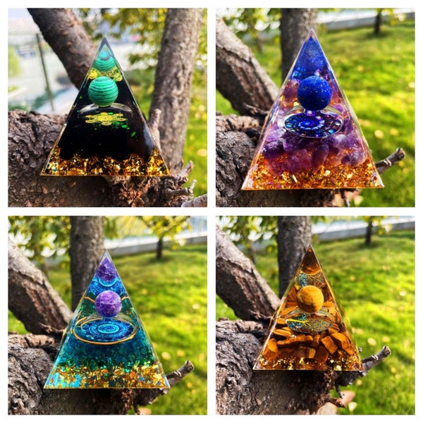 Orgone Energy Pyramid with Meditation Crystal - Healing Crystal Pyramid for Spiritual Growth